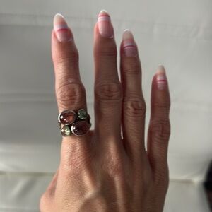 Elegant green and pink  Gemstone Ring